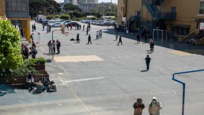 wide shot of school yard