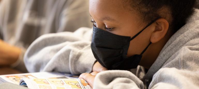 student reading