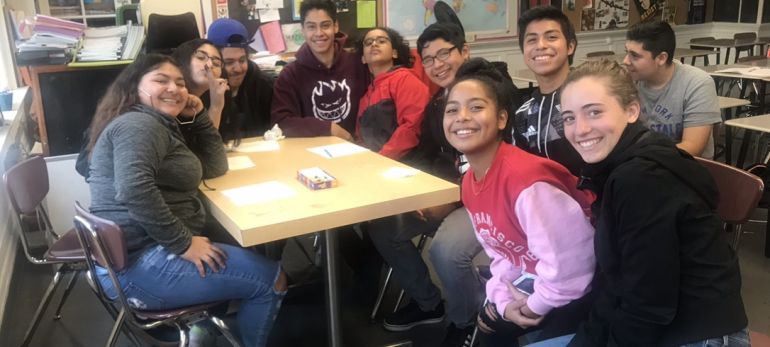 Students and teachers pose for a picture