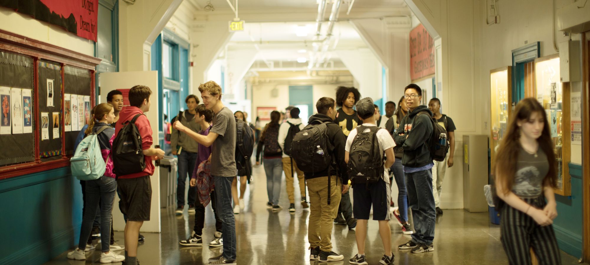 students in hallway